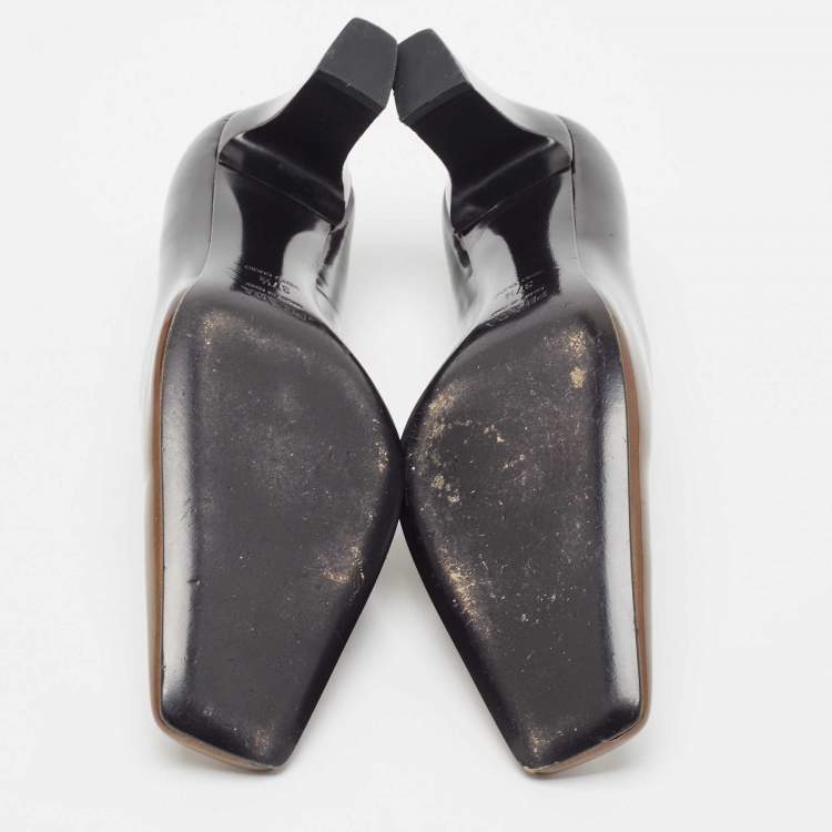 Pre Owned Prada Ombre Black/Brown Patent Leather Square Toe Pumps Size 37.5