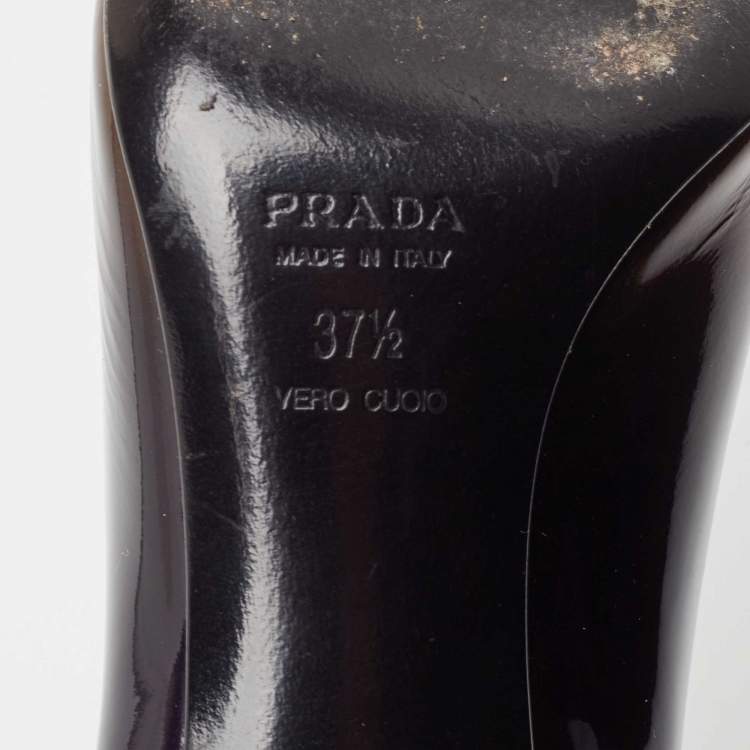 Pre Owned Prada Ombre Black/Brown Patent Leather Square Toe Pumps Size 37.5