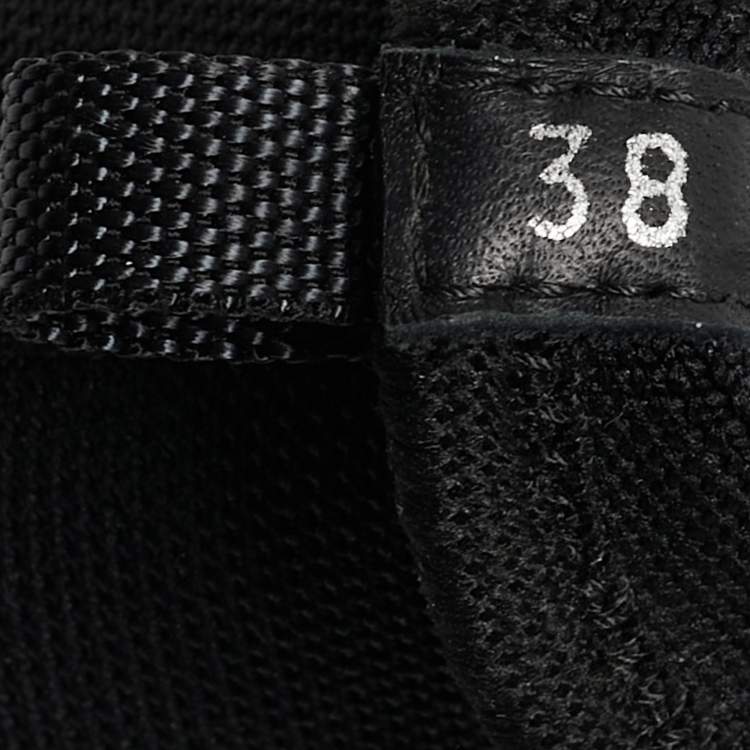 Pre Owned Prada Black/White Logo Knit Fabric Low Top Sneakers Size 38