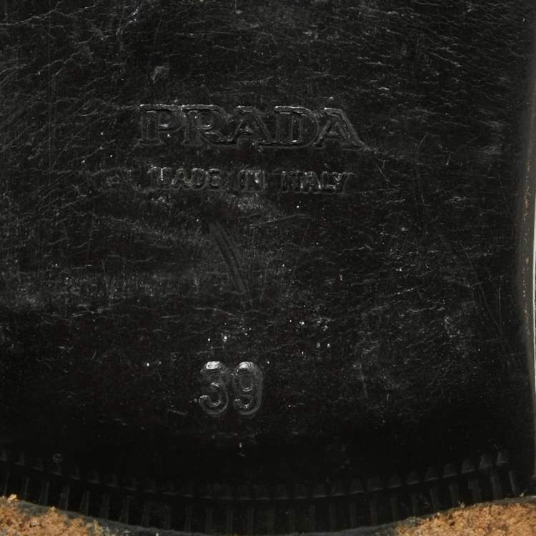Pre Owned Prada Black Leather Knee Length Boots Size 39