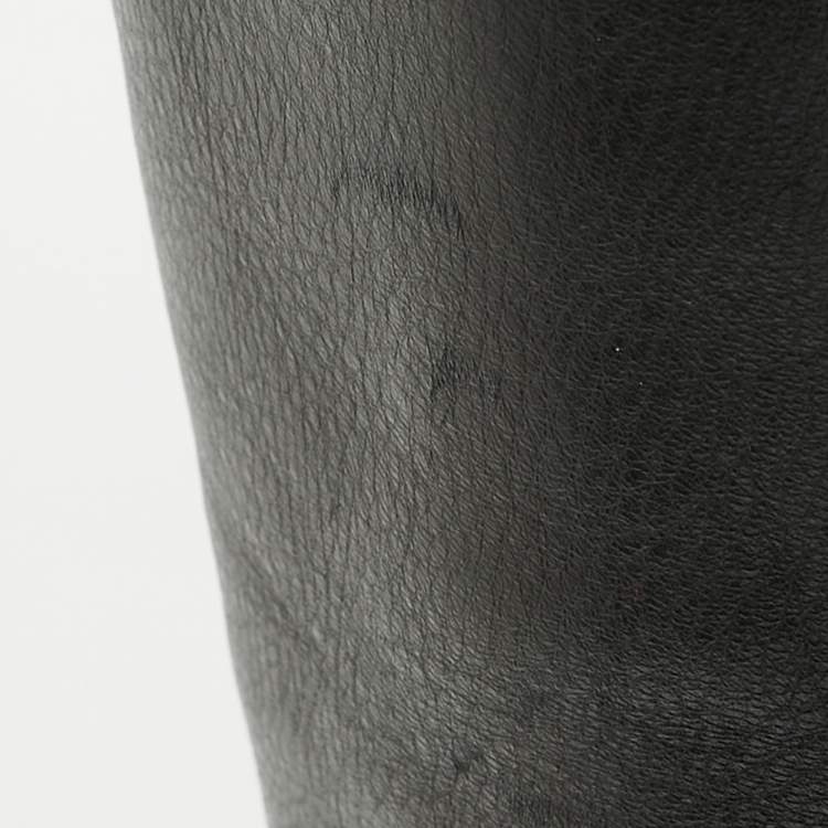 Pre Owned Prada Black Leather Knee High Block Heel Boots Size 36