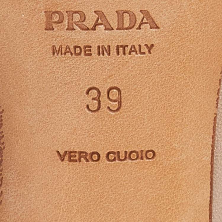 Pre Owned Prada Beige Leather Pointed Toe Pumps Size 39