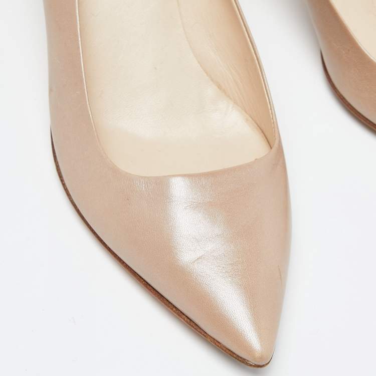 Pre Owned Prada Beige Leather Pointed Toe Pumps Size 39