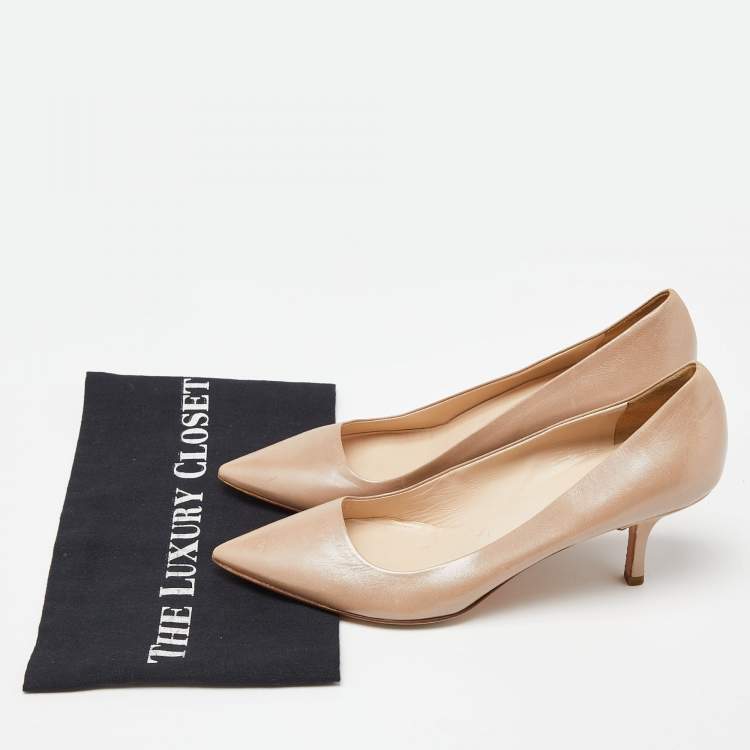Pre Owned Prada Beige Leather Pointed Toe Pumps Size 39
