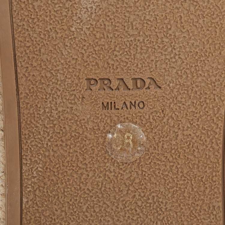 Pre Owned Prada White Leather Espadrille Platform Ankle Strap Sandals Size 38
