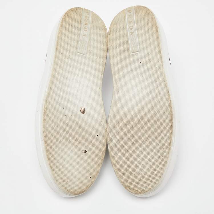 Pre Owned Prada White Leather Heart Slip On Sneakers Size 36.5