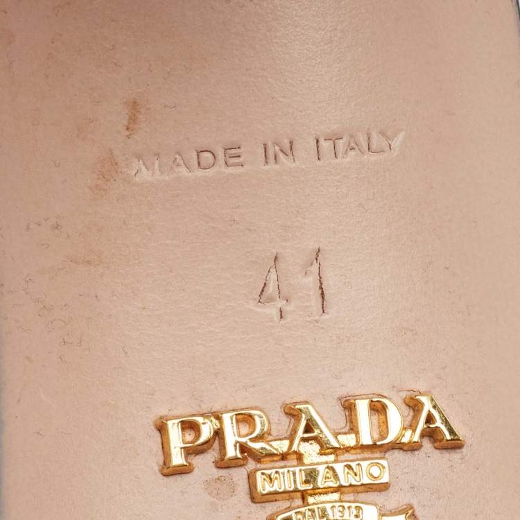 Pre Owned Prada Silver Leather Platform Slide Sandals Size 41 