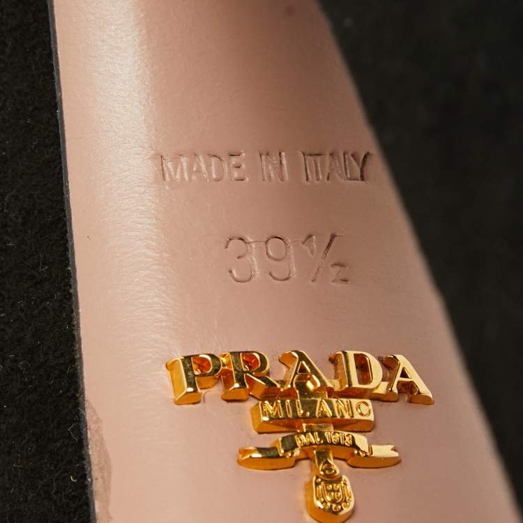 Pre Owned Prada Black Suede Platform Ankle Strap Sandals Size 39.5