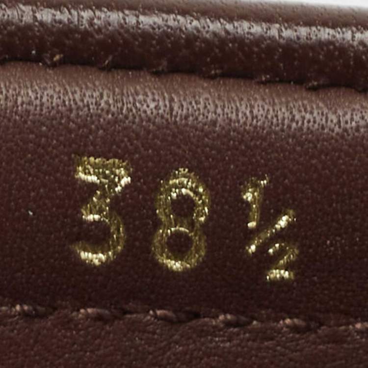 Pre Owned Prada Brown Leather Logo Detail Bow Loafers Size 38.5