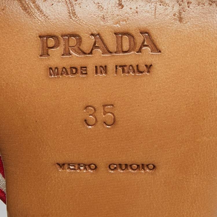 Pre Owned Prada Tri Color Stripe Fabric Bow Slide Sandals Size 35