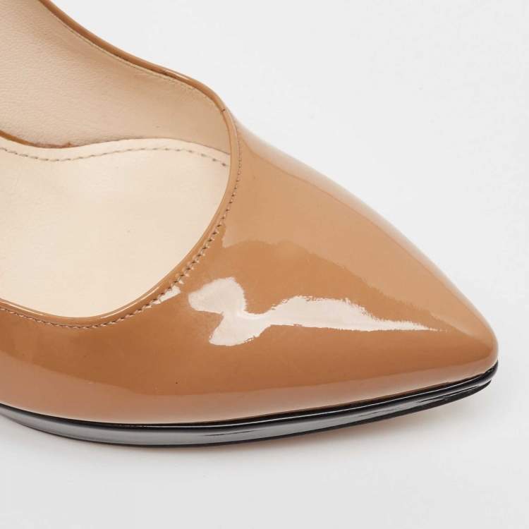 Pre Owned Prada Brown/Black Patent Pointed Toe Pumps Size 36.5