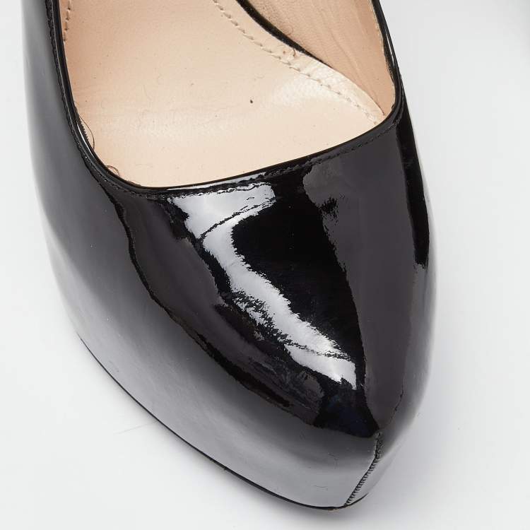 Pre Owned Prada Black Patent Leather Platform Pumps Size 38