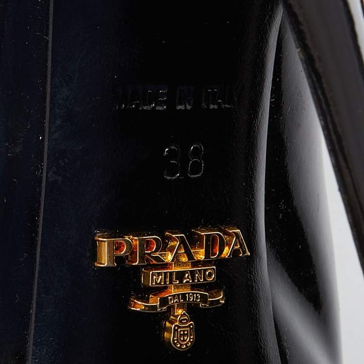 Pre Owned Prada Black Patent Leather Platform Pumps Size 38