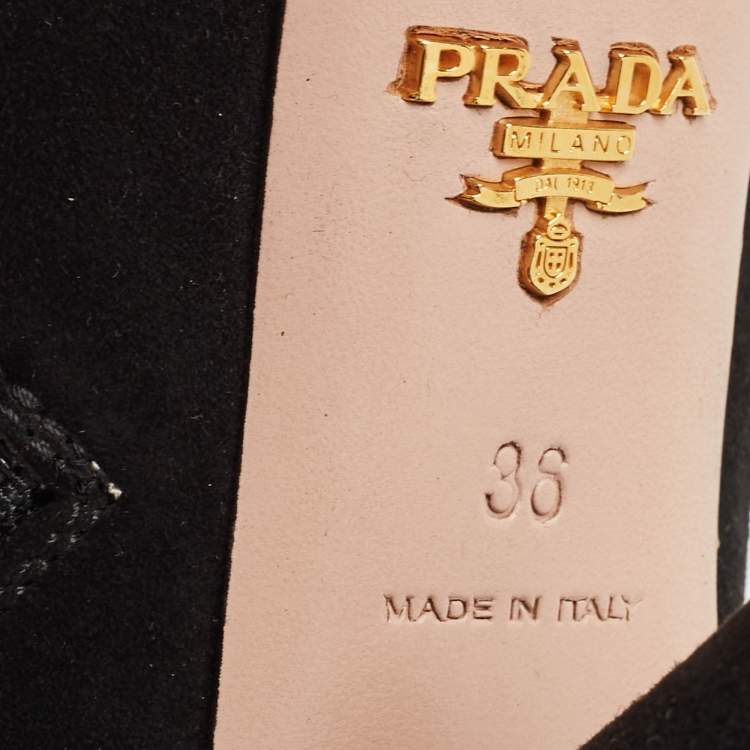 Pre Owned Prada Black Suede Mary Jane Pumps Size 36
