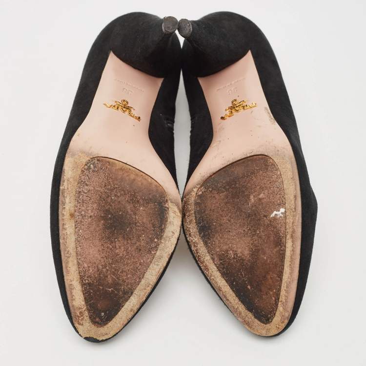 Pre Owned Prada Black Suede Mary Jane Pumps Size 36