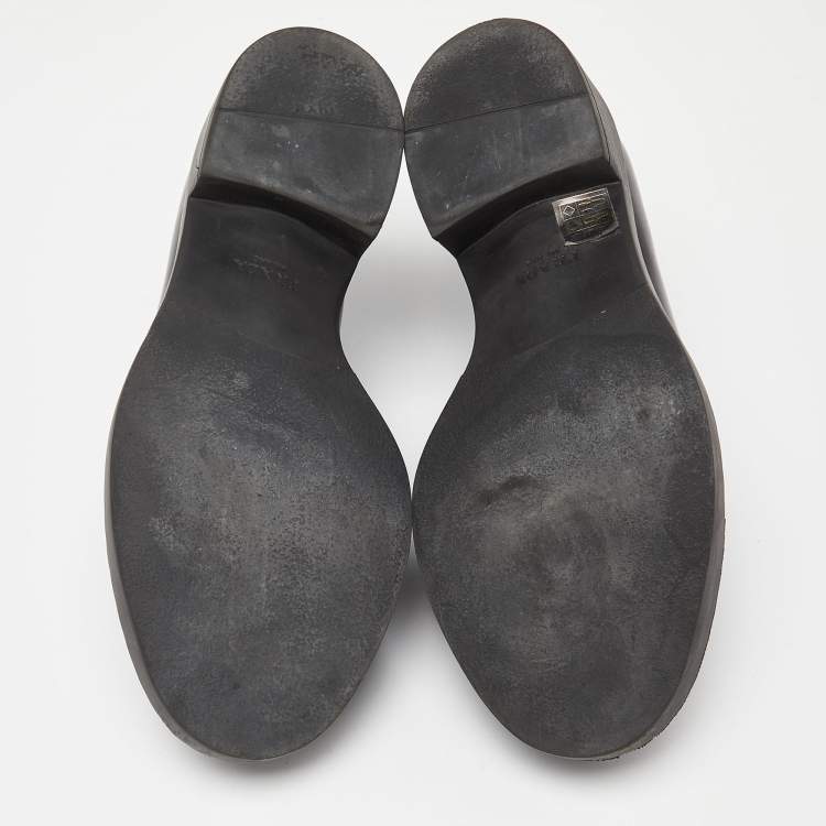 Pre Owned Prada Black Leather Slip On Loafers Size 39