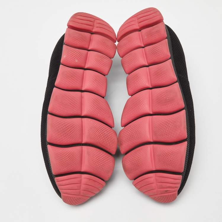 Pre Owned Prada Black Mesh Slip On Sneakers Size 39