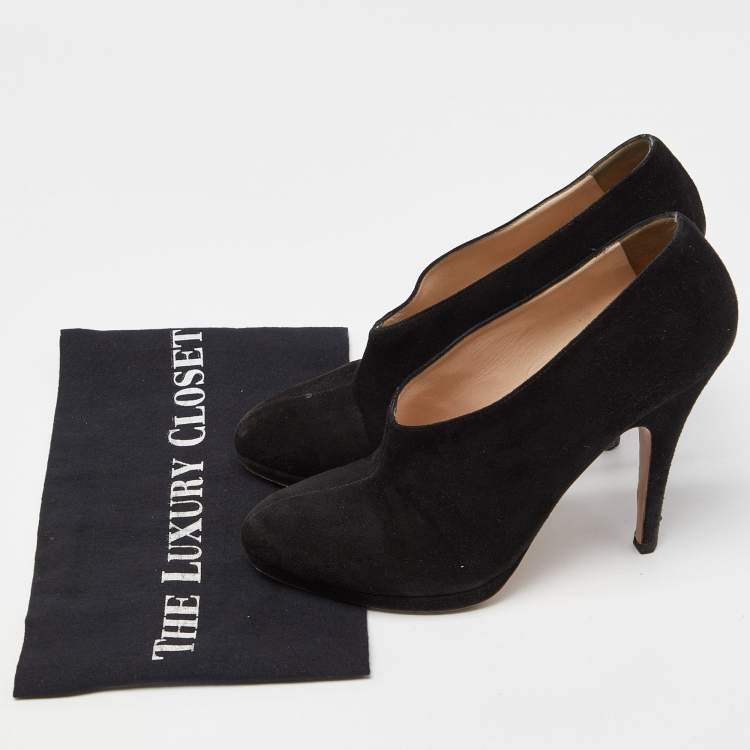 Pre Owned Prada Black Suede Slip On Pumps Size 38