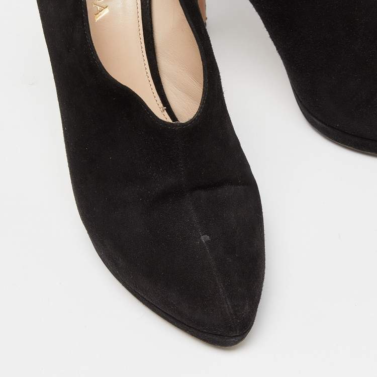 Pre Owned Prada Black Suede Slip On Pumps Size 38