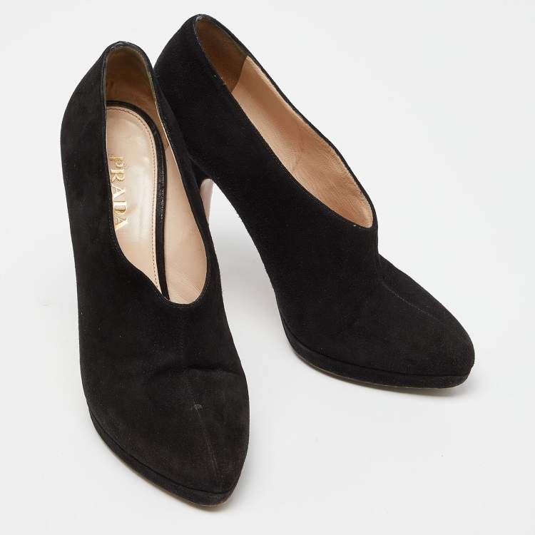 Pre Owned Prada Black Suede Slip On Pumps Size 38
