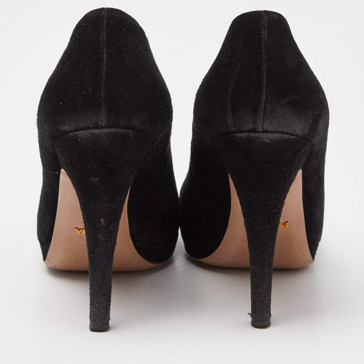 Pre Owned Prada Black Suede Slip On Pumps Size 38