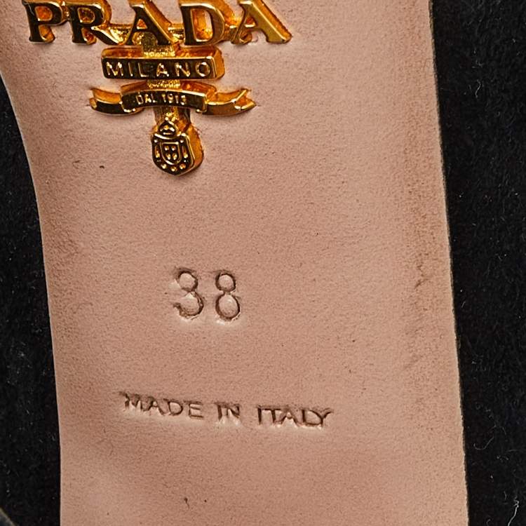 Pre Owned Prada Black Suede Slip On Pumps Size 38