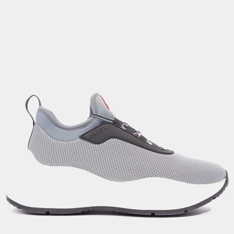 Pre Owned Prada Womens Neoprene Grey / White / Black EU 35 / UK 2