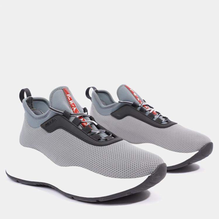 Pre Owned Prada Womens Neoprene Grey / White / Black EU 35 / UK 2