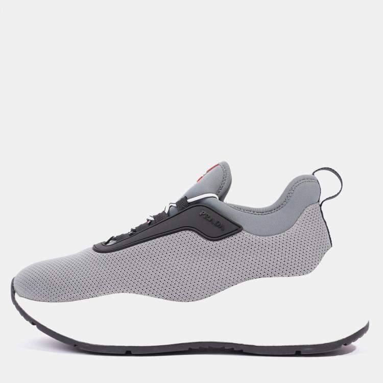 Pre Owned Prada Womens Neoprene Grey / White / Black EU 35 / UK 2
