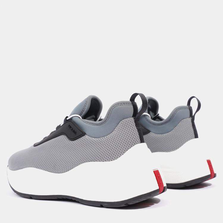 Pre Owned Prada Womens Neoprene Grey / White / Black EU 35 / UK 2