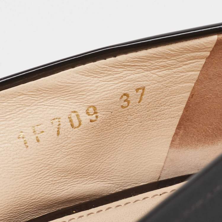 Pre Owned Prada Black Patent Bow Ballet Flats Size 37