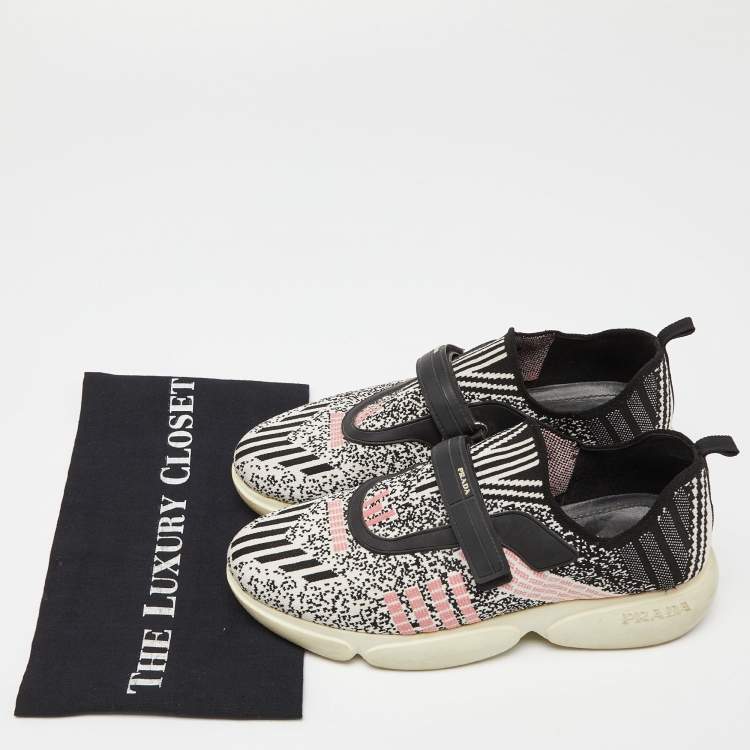 Pre Owned Prada Multicolor Knit Fabric Low Top Sneakers Size 38.5