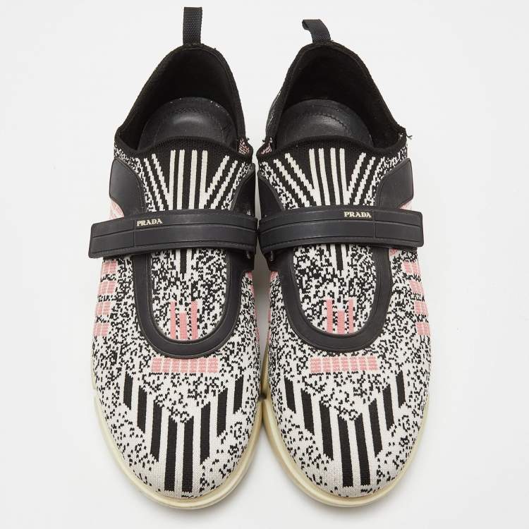 Pre Owned Prada Multicolor Knit Fabric Low Top Sneakers Size 38.5
