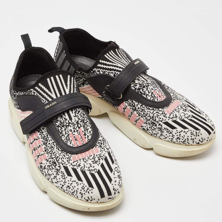 Pre Owned Prada Multicolor Knit Fabric Low Top Sneakers Size 38.5