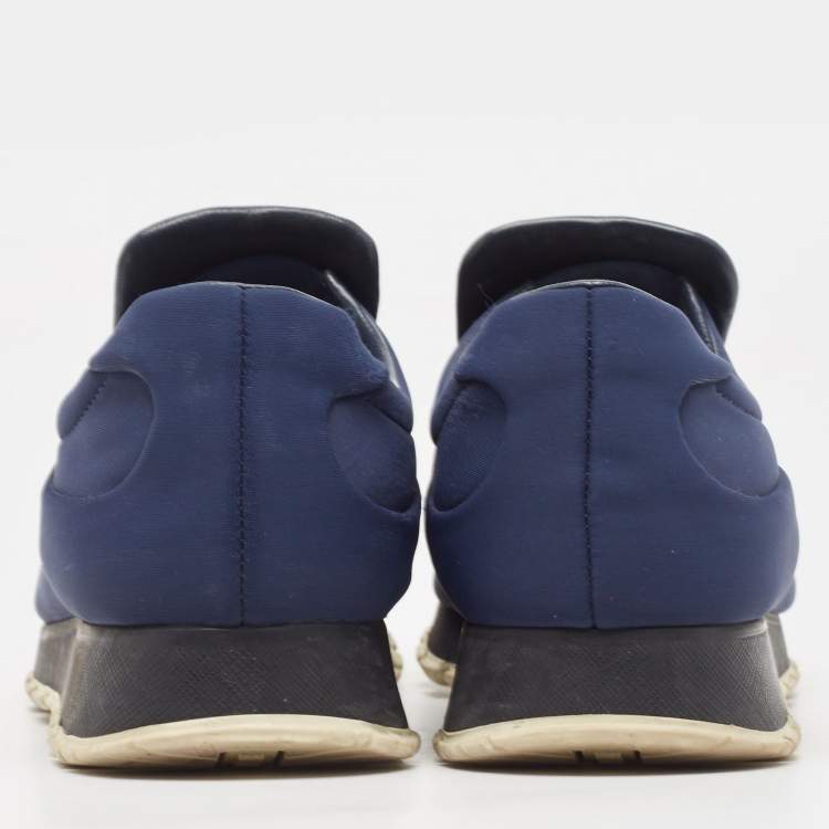 Pre Owned Prada Navy Blue Nylon Slip On Sneakers Size 38.5