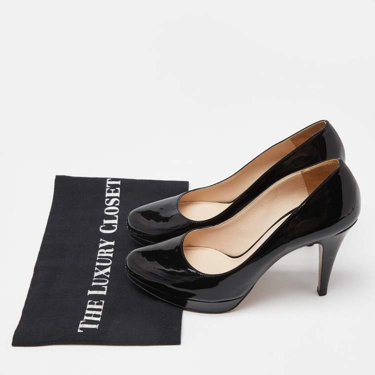 Pre Owned Prada Black Patent Leather Platform Pumps Size 36