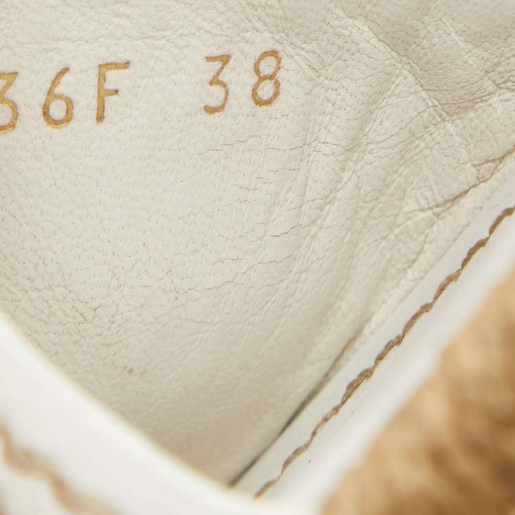 مملوكة مسبقًا Prada  White Leather Slingback Espadrille Sandals Size 38