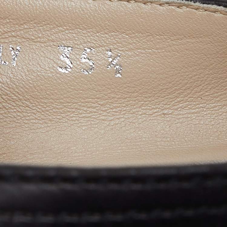 Pre Owned Prada Black Leather Espadrille Flats Size 35.5