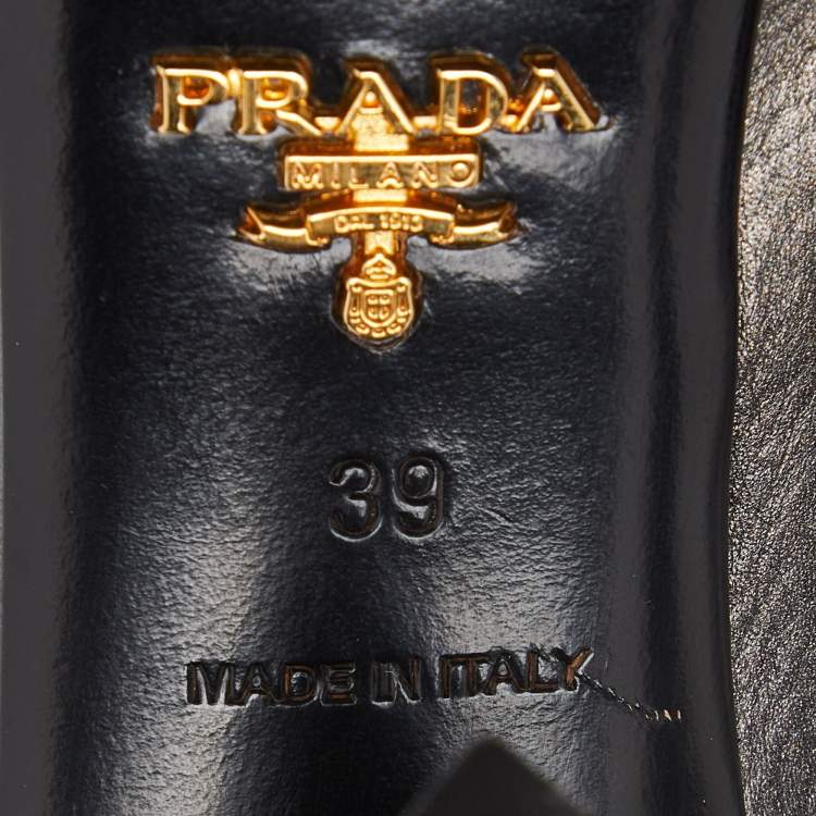 Pre Owned Prada Black Leather Heel Knee Length Boots Size 39
