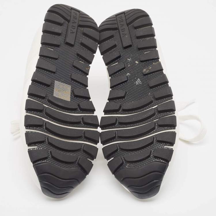 Pre Owned Prada White Leather Low Top Sneakers Size 36.5