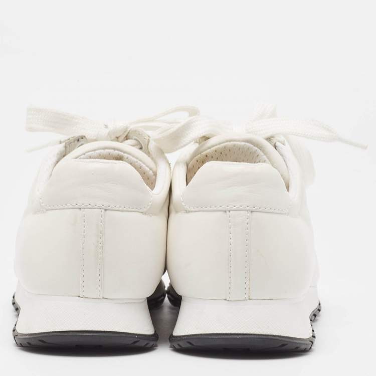 Pre Owned Prada White Leather Low Top Sneakers Size 36.5