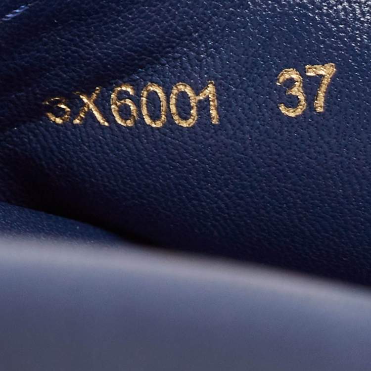 Pre Owned Prada Navy Blue Leather Slides Size 37