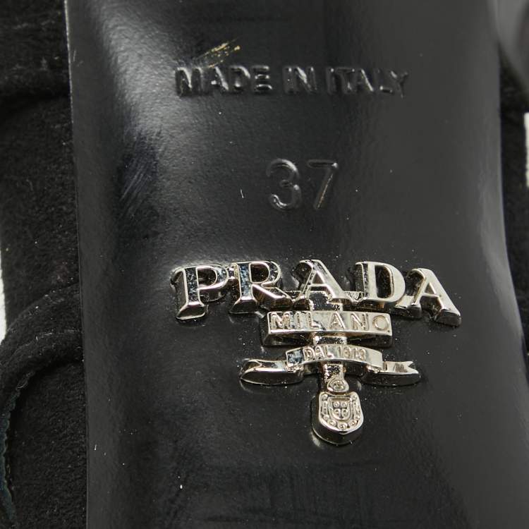 Pre Owned Prada Black Suede Strappy Sandals Size 37