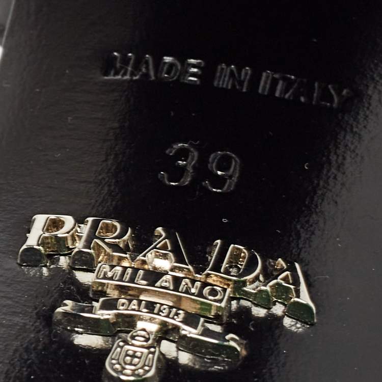 Pre Owned Prada Black Leather Ankle Strap Platform Sandals