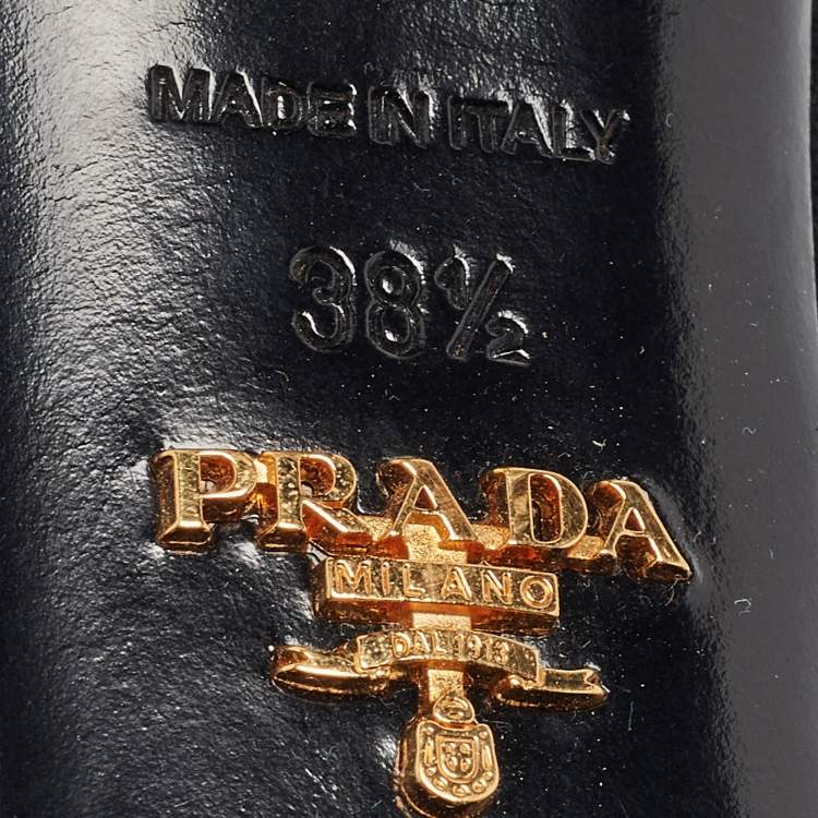 Pre Owned Prada Black Suede Peep Toe Ankle Booties Size 38.5