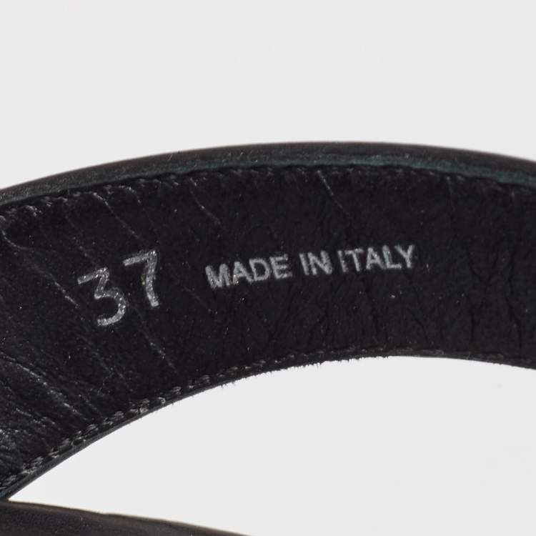 Pre Owned Prada Black Leather Ankle Strap Sandals Size 37