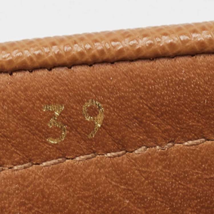 Pre Owned Prada Brown Leather Slip On Loafers  Size 39