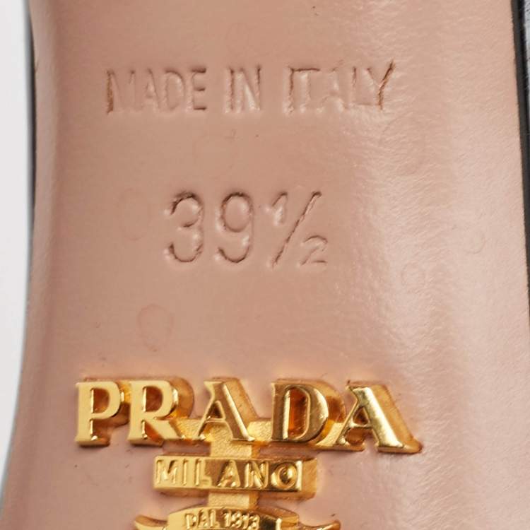 Pre Owned Prada Black Patent Leather Ankle Strap Platform Sandals Size 39.5