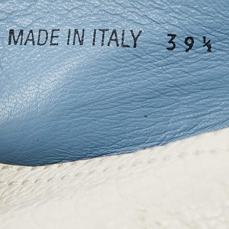 Pre Owned Prada Off White Leather Platform Espadrille Flats Size 39.5