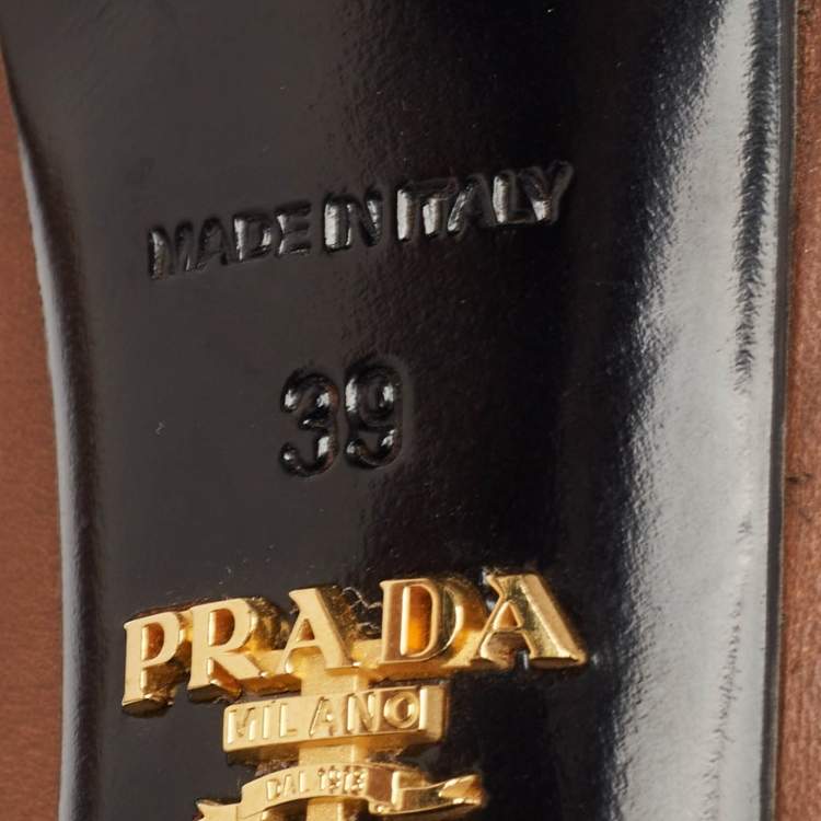 Pre Owned Prada Brown Leather Zip Detail Pumps Size 39